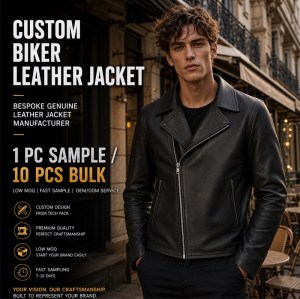 Men's Matte Lambskin Leather Biker Jacket, Plain Slim French Cut