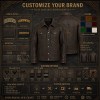 Men's Mocha Leather Jacket with Vine Embroidery, French Artisan Style