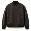 Men's Charcoal and Black Minimalist Varsity Jacket, Plain Letterman Cut