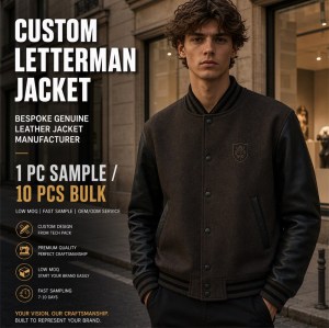Men's Charcoal and Black Minimalist Varsity Jacket, Plain Letterman Cut