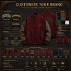 Men's Burgundy and Mocha Varsity Jacket with Badge, Plain Letterman Cut