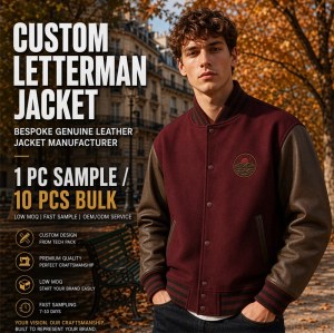 Men's Burgundy and Mocha Varsity Jacket with Badge, Plain Letterman Cut