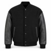 Men's Black and Charcoal Structural Varsity Jacket, Plain Letterman Build