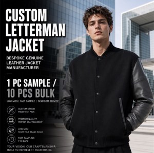 Men's Black and Charcoal Structural Varsity Jacket, Plain Letterman Build