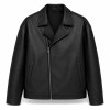 Men's Matte Black Urban PU Leather Jacket, Plain Everyday Biker Cut