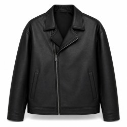 Men's Matte Black Urban PU Leather Jacket, Plain Everyday Biker Cut