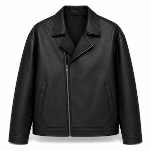 Men's Matte Black Urban PU Leather Jacket, Plain Everyday Biker Cut