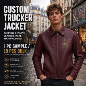 Men's Burgundy PU Leather Jacket with Street Print, Plain Casual Cut