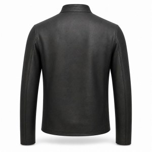 Men's Matte Black Minimalist Racer Leather Jacket, Plain Swiss Cut
