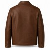 Men's Walnut Brown Leather Resort Jacket, Alpine Cut in Plain Finish
