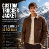 Men's Walnut Brown Leather Resort Jacket, Alpine Cut in Plain Finish