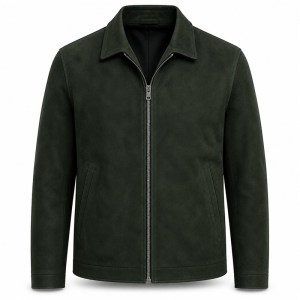 Men's Fir Deep Green Leather Blazer Jacket, Plain Tailored Cut
