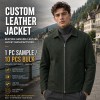 Men's Fir Deep Green Leather Blazer Jacket, Plain Tailored Cut
