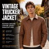 Men's Terracotta Leather Jacket, Retro Casual Cut in Gravel Grey Tone