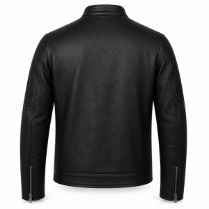 Men's Matte Black Cafe Racer Leather Jacket, Plain Dutch Cut