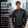 Men's Matte Black Cafe Racer Leather Jacket, Plain Dutch Cut