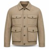 Men's Sand Dune Khaki Leather Jacket, Functional Dutch Utility Cut