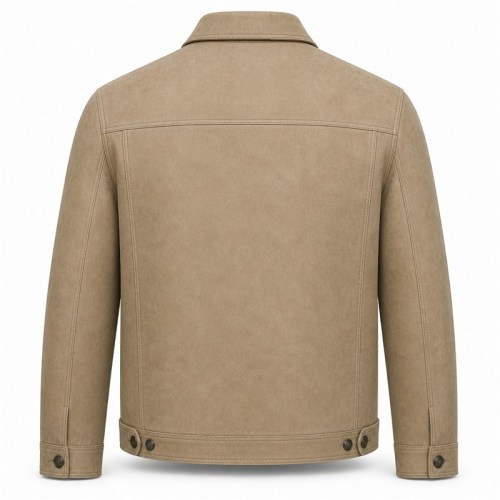 Men's Sand Dune Khaki Leather Jacket, Functional Dutch Utility Cut
