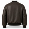 Men's Washed Charcoal Brown Leather Bomber Jacket, Dutch Cut