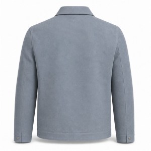 Men's Mist Grey Blue Leather Jacket, Plain Dutch Commuter Cut
