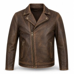 Men's Tea Core Brown Leather Jacket, Vintage Dutch Plain Cut