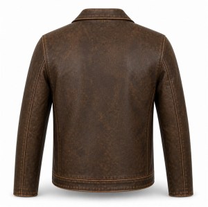 Men's Tea Core Brown Leather Jacket, Vintage Dutch Plain Cut