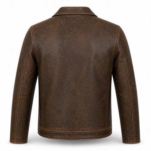 Men's Tea Core Brown Leather Jacket, Vintage Dutch Plain Cut