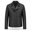 Men's Matte Black Urban Biker Leather Jacket, Plain Belgian Cut