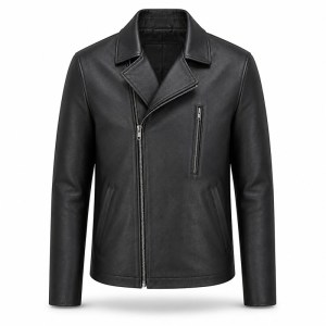 Men's Matte Black Urban Biker Leather Jacket, Plain Belgian Cut