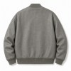 Men's Stone Wash Grey Leather Bomber Jacket, Plain Belgian Cut