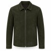 Men's Moss Deep Green Leather Jacket, Plain Belgian Commuter Cut