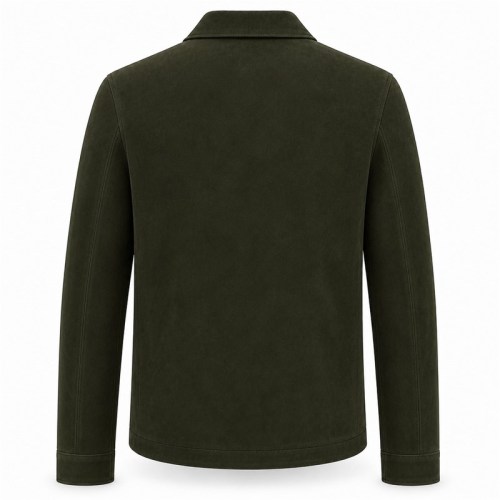 Men's Moss Deep Green Leather Jacket, Plain Belgian Commuter Cut