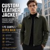 Men's Moss Deep Green Leather Jacket, Plain Belgian Commuter Cut