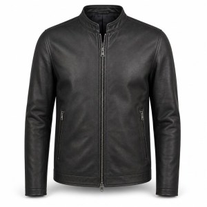 Men's Matte Black Lightweight Racer Leather Jacket, Plain Irish Cut