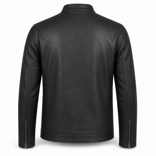 Men's Matte Black Lightweight Racer Leather Jacket, Plain Irish Cut