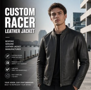 Men's Matte Black Lightweight Racer Leather Jacket, Plain Irish Cut