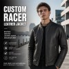 Men's Matte Black Lightweight Racer Leather Jacket, Plain Irish Cut