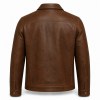 Men's Whisky Brown Leather Jacket, Coastal Casual Irish Plain Cut