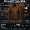 Men's Whisky Brown Leather Jacket, Coastal Casual Irish Plain Cut