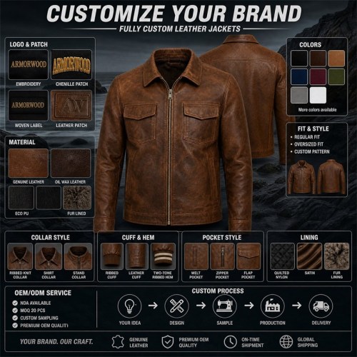 Men's Whisky Brown Leather Jacket, Coastal Casual Irish Plain Cut
