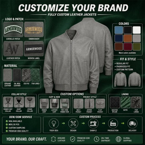 Men's Sea Rock Grey Leather Bomber Jacket, Relaxed Irish Cut
