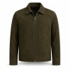 Men's Marsh Olive Green Leather Jacket, Plain Irish Commuter Cut