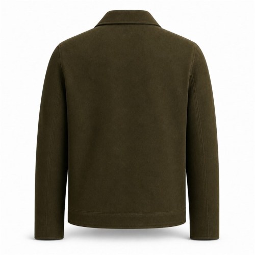 Men's Marsh Olive Green Leather Jacket, Plain Irish Commuter Cut