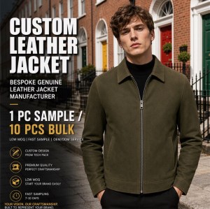 Men's Marsh Olive Green Leather Jacket, Plain Irish Commuter Cut