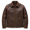 Men's Deep Brown Veg Tanned Leather Jacket, Plain Russian Cut