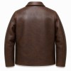 Men's Deep Brown Veg Tanned Leather Jacket, Plain Russian Cut