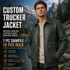 Men's Deep Sea Green Leather Jacket, Plain Russian Outdoor Cut