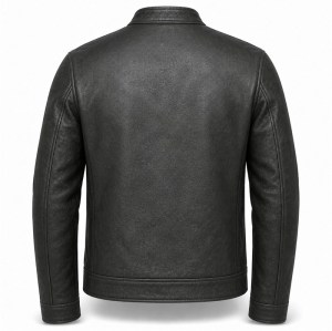 Men's Matte Black Thick Cafe Racer Leather Jacket, Plain Ukrainian Cut