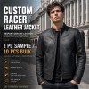 Men's Matte Black Thick Cafe Racer Leather Jacket, Plain Ukrainian Cut