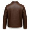 Men's Walnut Brown Heavy Veg Tanned Leather Jacket, Plain Ukrainian Cut